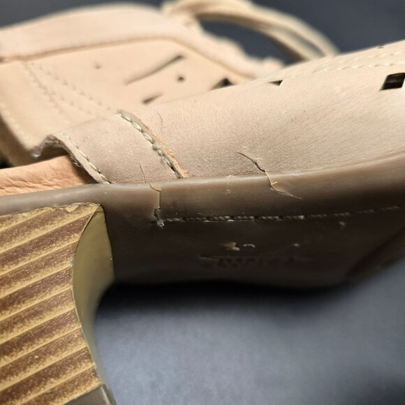 Earth Sandals Kristen Leather Upper Peep Toe Heeled 6.5B With Lace Up JJ4013 - Picture 13 of 13